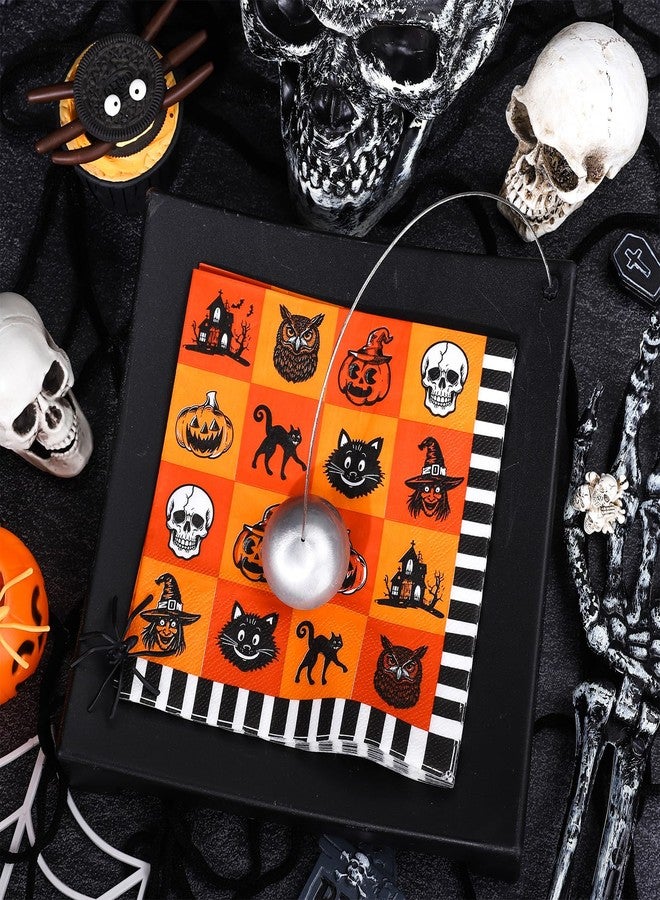 Whaline Halloween Paper Napkins Vintage Luncheon Napkin Orange Black Cat Disposable Dessert Dinner Hand Napkin for Home Kitchen Restaurant Party Supplies, 50 Pcs - Image 3